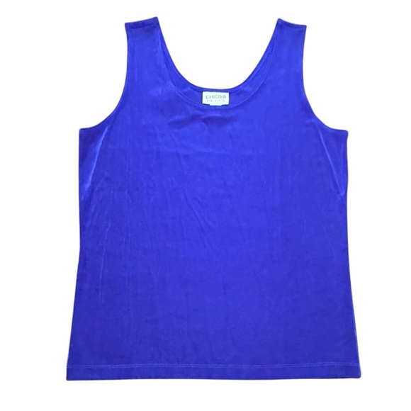 NWT Chico's Travelers Vibrant Blue Tank Top Size 2/Large - Picture 1 of 8